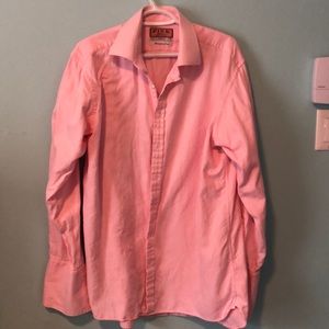Thomas Pink Herringbone Twill Dress Shirt